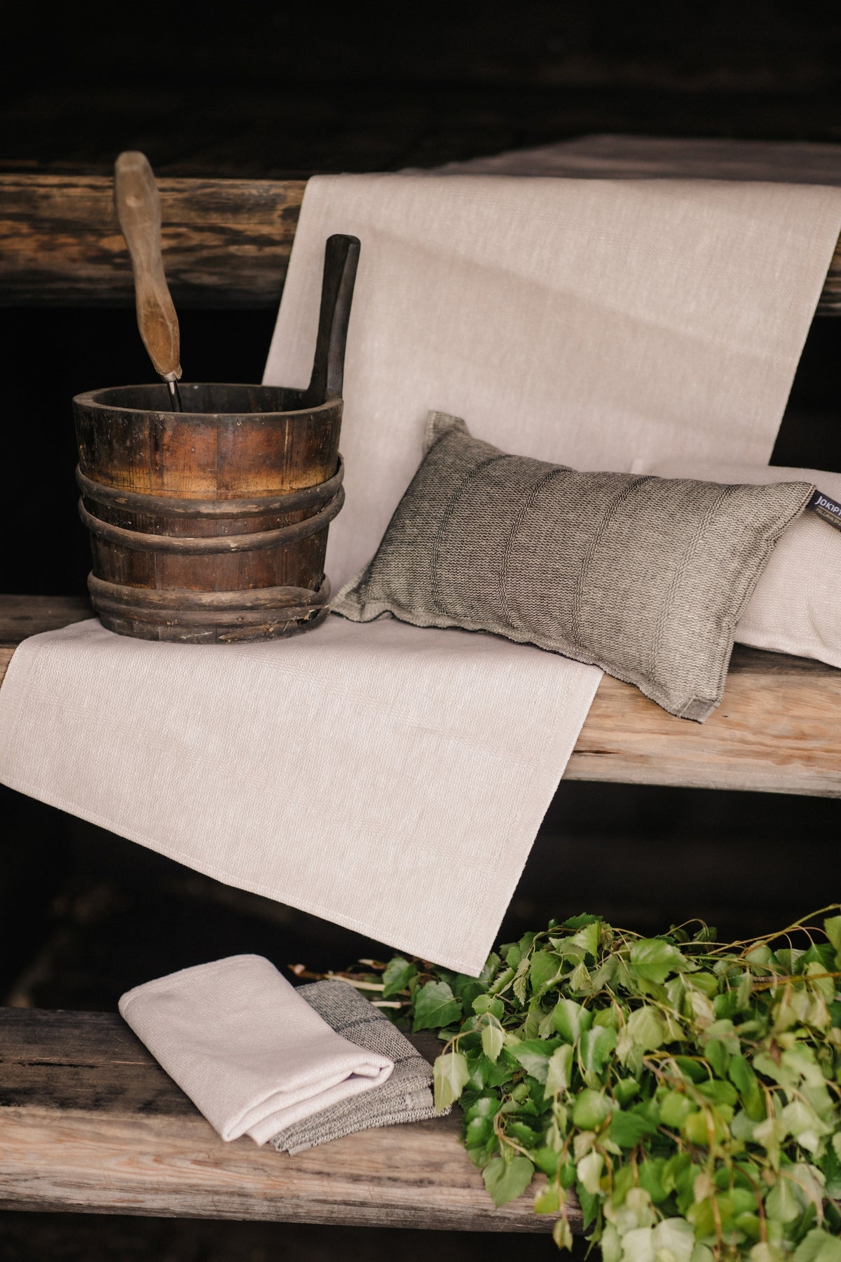 Laituri white/beige seat cover in a Finnish sauna interior